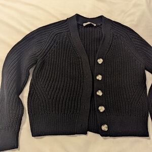 Everlane Textured Cotton Cardigan Black EUC Size Small